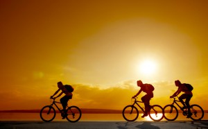 cycling at sunset